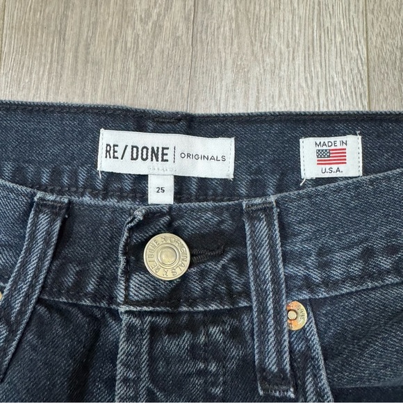 Re/Done Women's Jeans Originals High Rise Ankle Zip 90's in Worn Black Size 25 - Picture 2 of 9